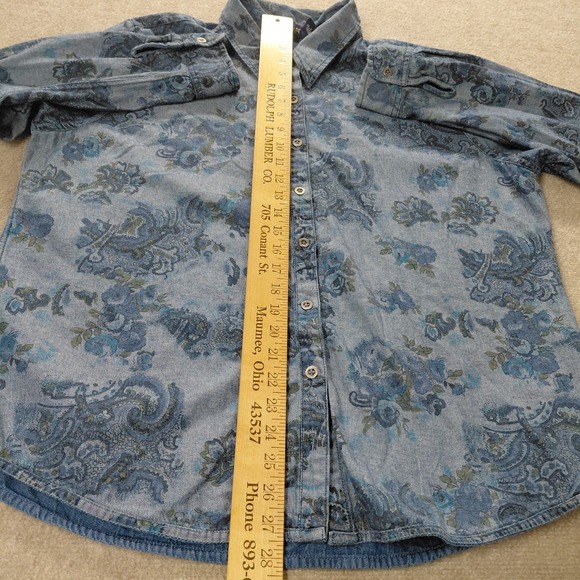 Krazy Kat Reversible Women's Size XXL Button Up Floral 100% Cotton Denim Look - Picture 8 of 11